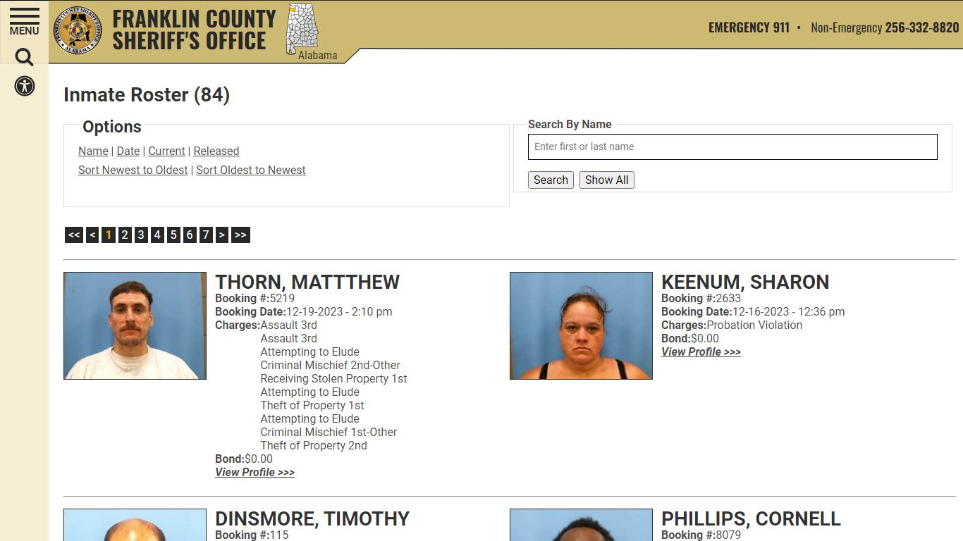 Inmate Roster (97) - Franklin County AL Sheriff's Office